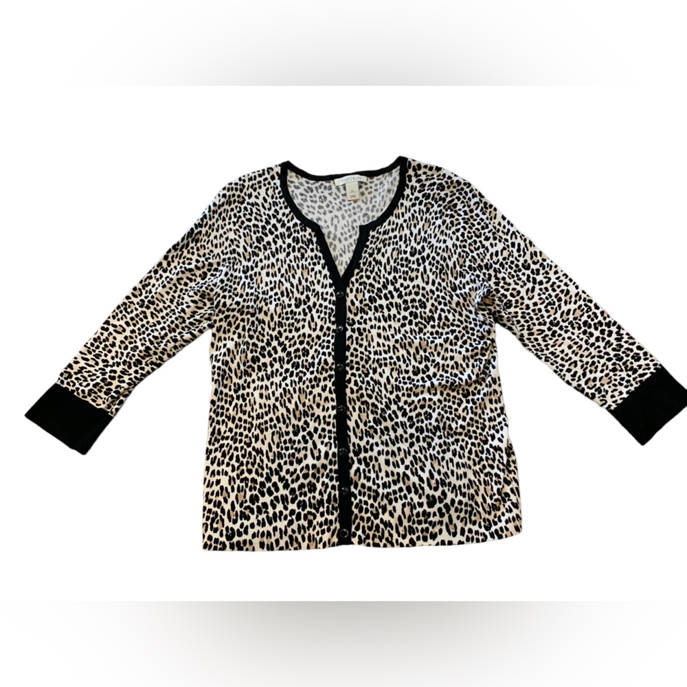 White House Black Market Leopard Print Cardigan size XL